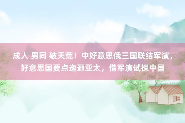 成人 男同 破天荒！中好意思俄三国联结军演，好意思国要点迤逦亚太，借军演试探中国